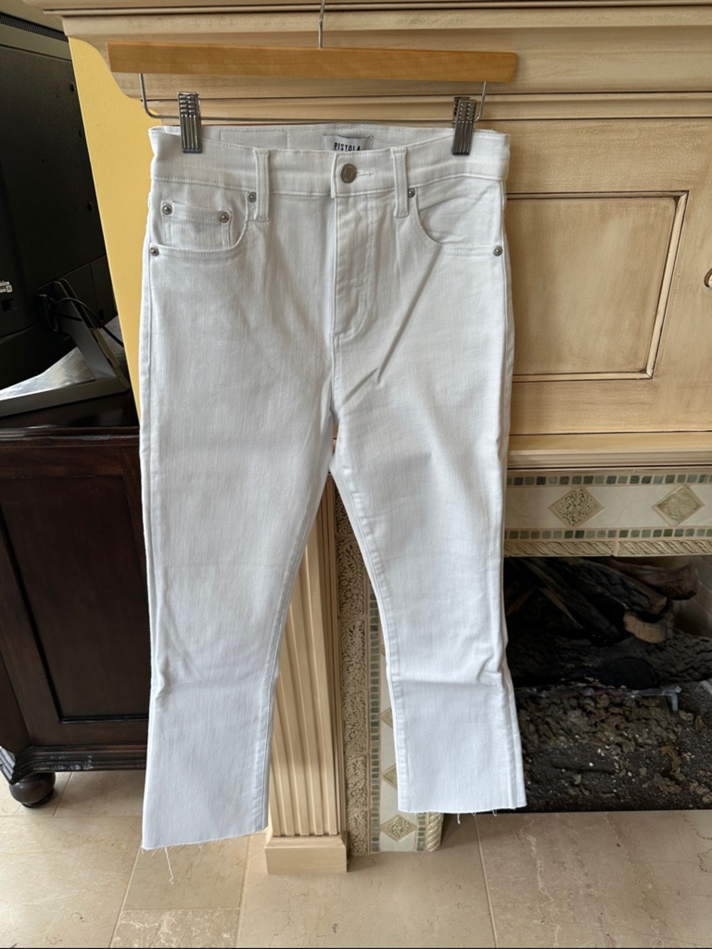pistola White Cropped Straight Jeans